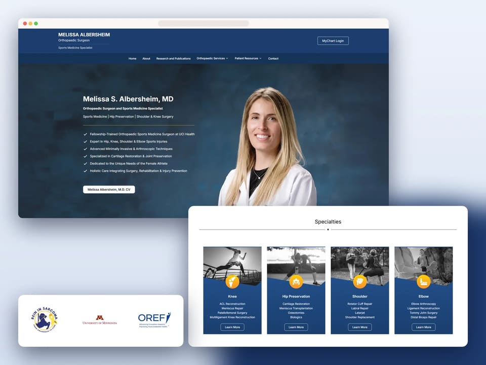 Orthopedic sports medicine specialty information on Dr. Melissa Albersheim’s website