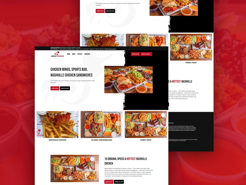 Wing Ferno website design preview