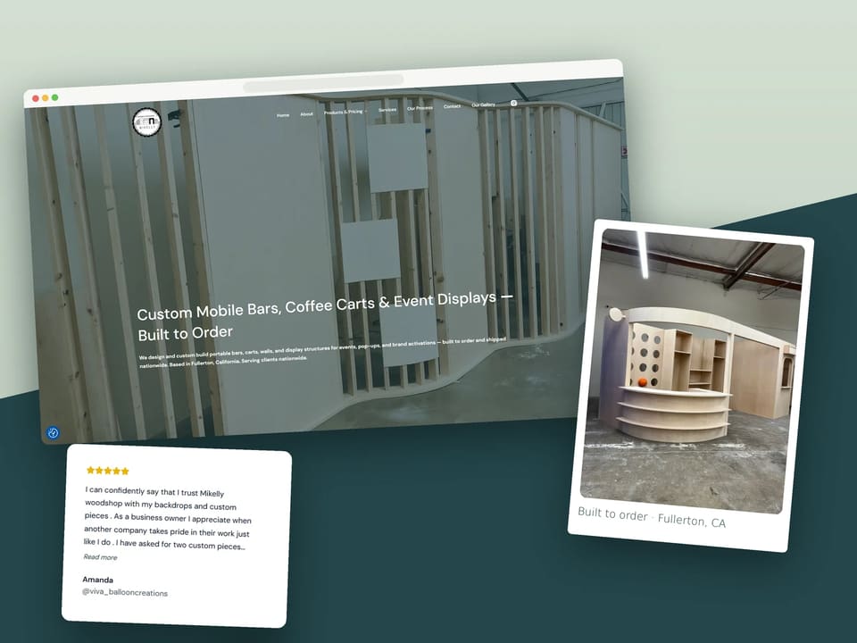 Mikelly Woodshop website preview